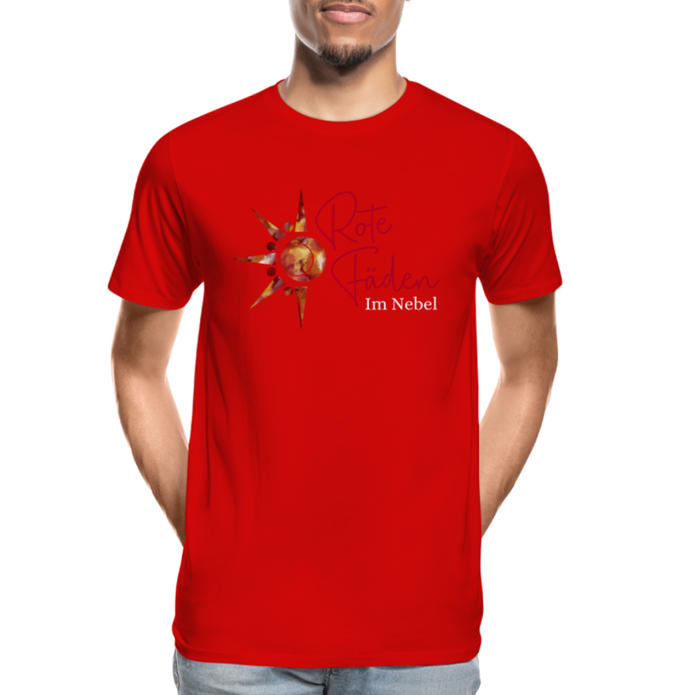 Männer Premium Bio T-Shirt Rote Fäden - Rot