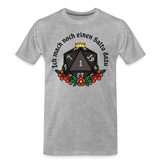 Männer Premium Bio T-Shirt " Ich mach noch einen Salto dazu 1" - Grau meliert