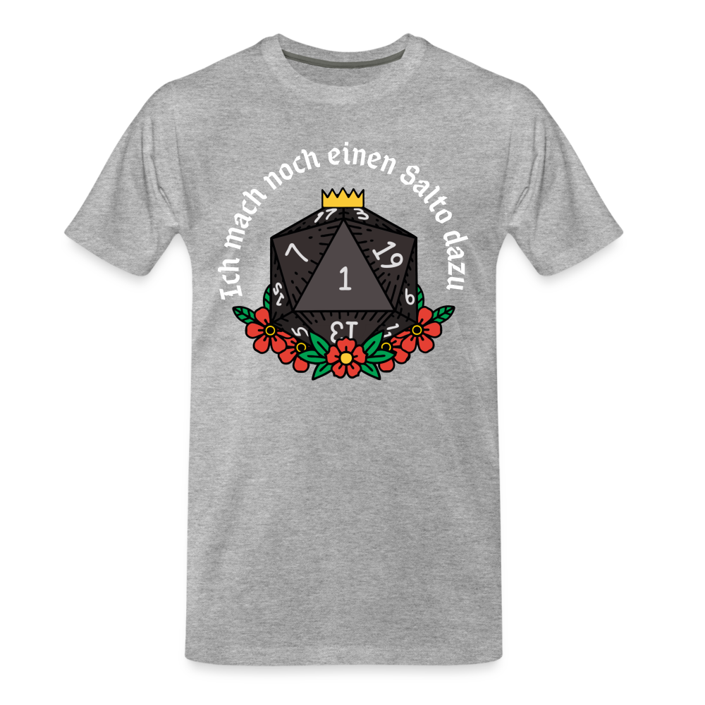 Männer Premium Bio T-Shirt "Ich mach noch einen Salto dazu 20" - Grau meliert