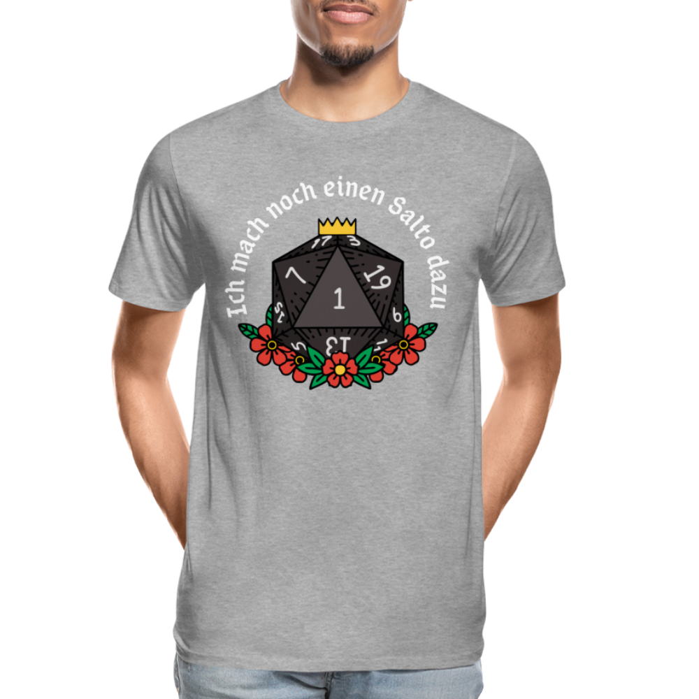 Männer Premium Bio T-Shirt "Ich mach noch einen Salto dazu 20" - Grau meliert