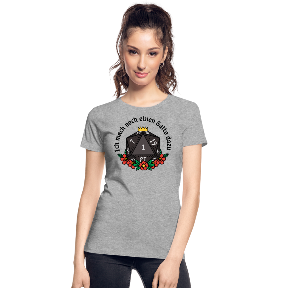 Frauen Premium Bio T-Shirt "Ich mach noch einen Salto dazu 1" - Grau meliert