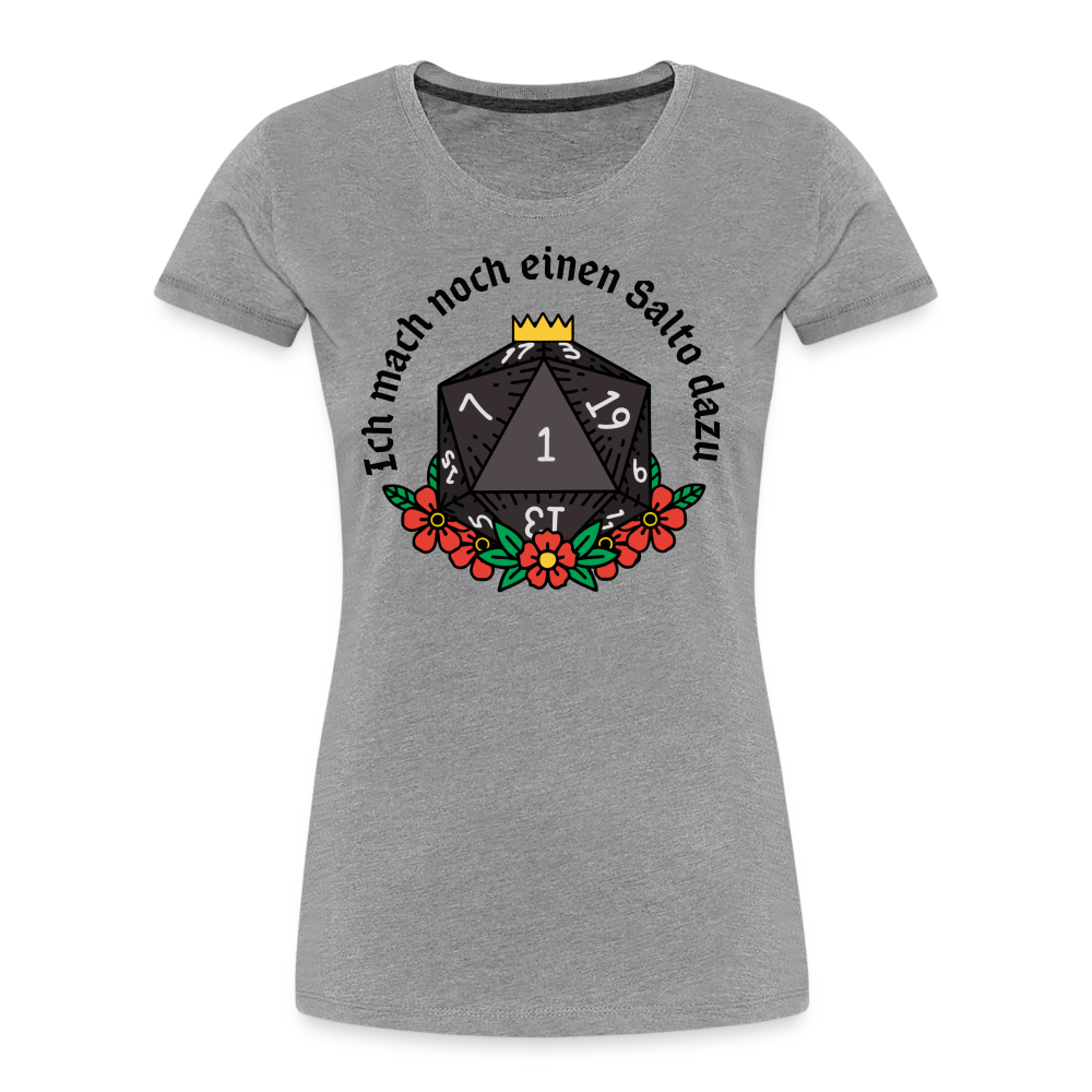 Frauen Premium Bio T-Shirt "Ich mach noch einen Salto dazu 1" - Grau meliert
