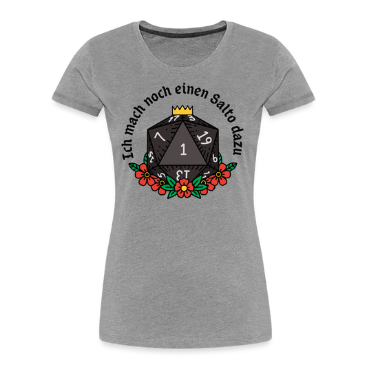 Frauen Premium Bio T-Shirt "Ich mach noch einen Salto dazu 1" - Grau meliert