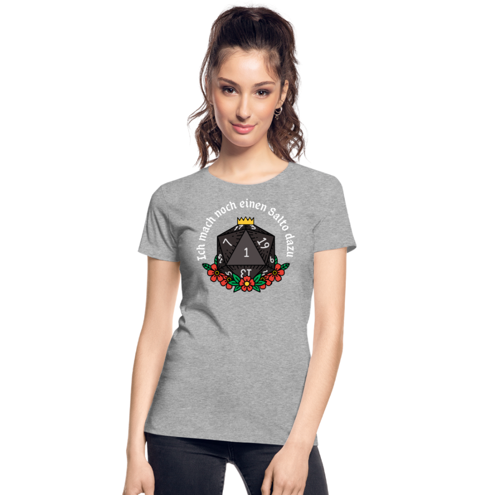 Frauen Premium Bio T-Shirt "Ich mach noch einen Salto dazu 1" - Grau meliert