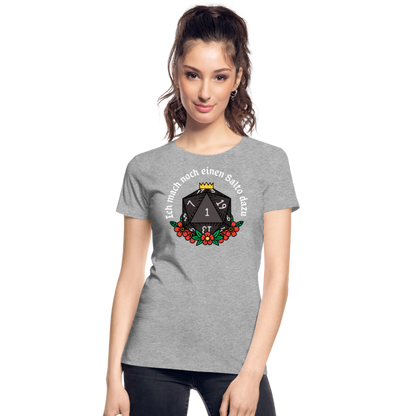 Frauen Premium Bio T-Shirt "Ich mach noch einen Salto dazu 1" - Grau meliert