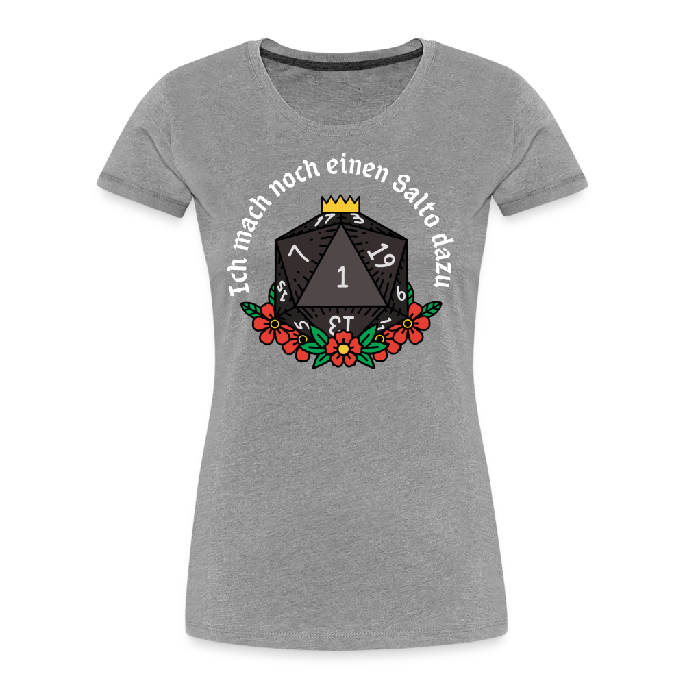 Frauen Premium Bio T-Shirt "Ich mach noch einen Salto dazu 1" - Grau meliert
