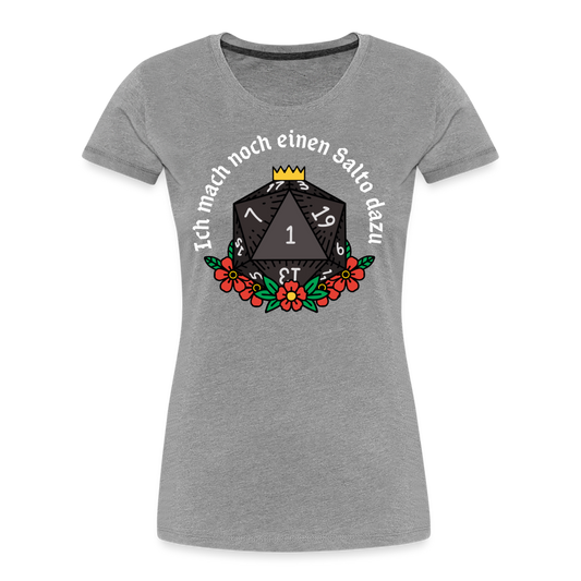 Frauen Premium Bio T-Shirt "Ich mach noch einen Salto dazu 1" - Grau meliert