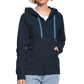Frauen Premium Kapuzenjacke Rote Fäden farbig - Navy