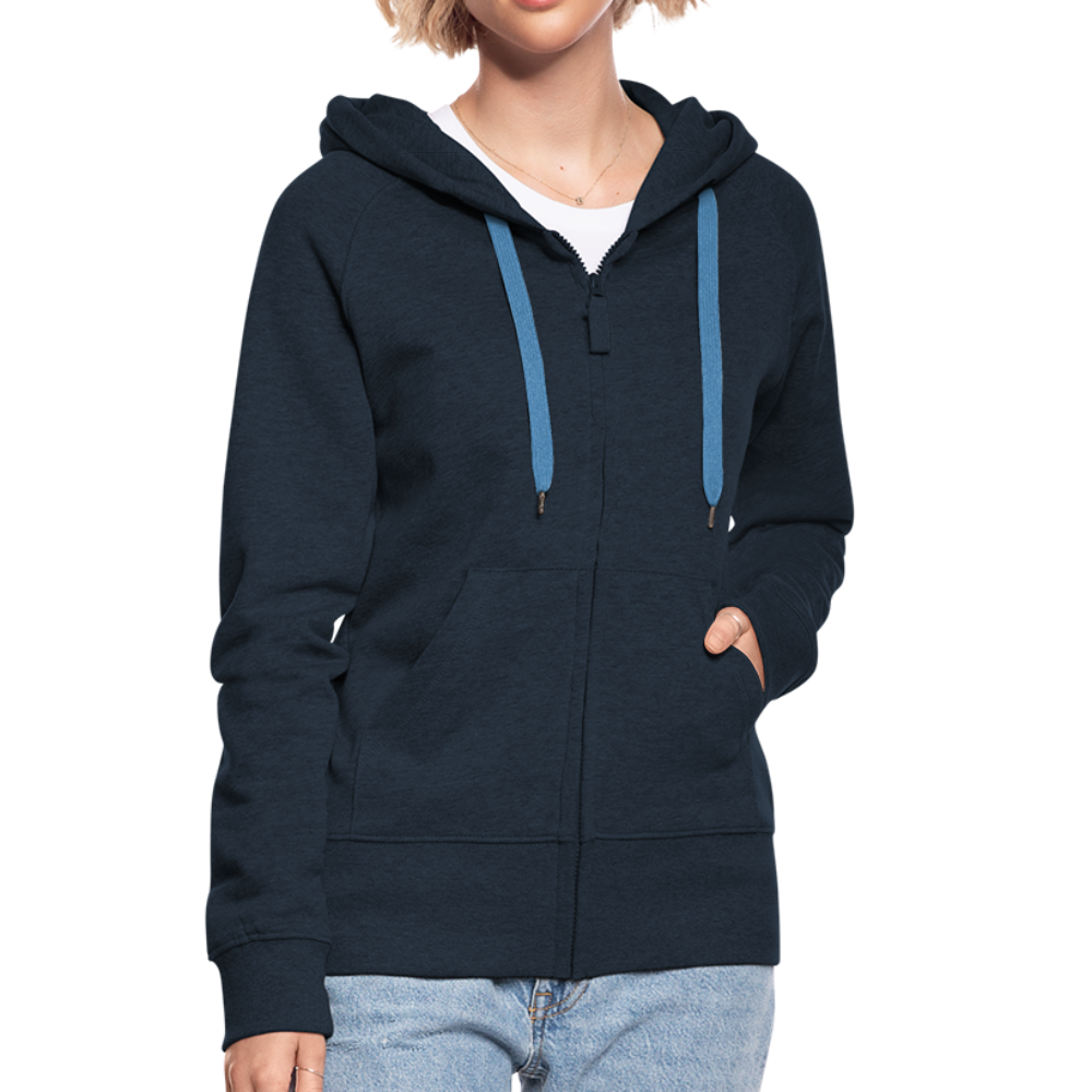 Frauen Premium Kapuzenjacke Rote Fäden farbig - Navy