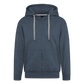Männer Premium Kapuzenjacke Rote Fäden farbig - Jeansblau