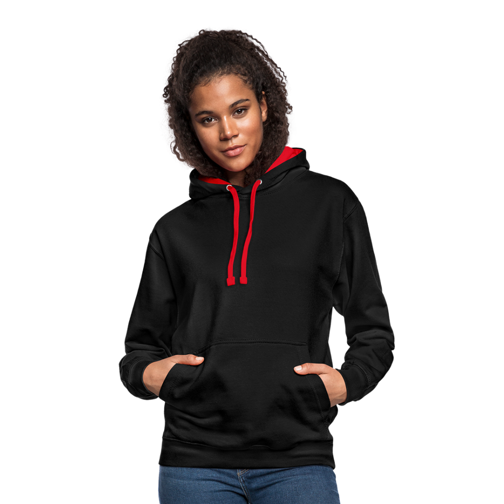 Kontrast-Hoodie Rote Fäden farbig - Schwarz/Rot