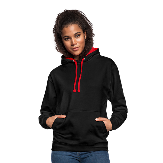 Kontrast-Hoodie Rote Fäden farbig - Schwarz/Rot