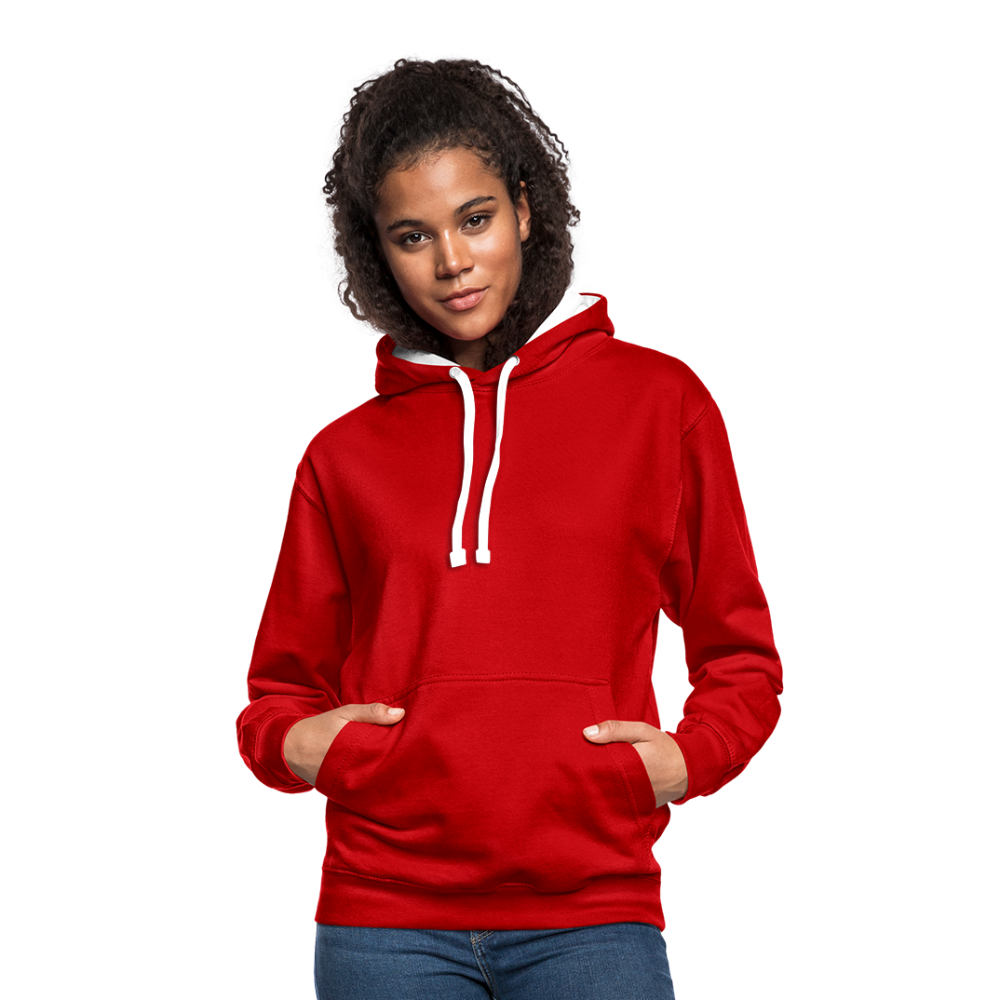 Kontrast-Hoodie Rote Fäden farbig - Rot/Weiß