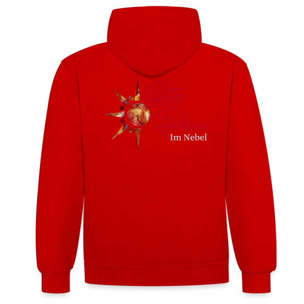 Kontrast-Hoodie Rote Fäden farbig - Rot/Weiß