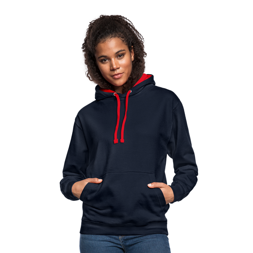 Kontrast-Hoodie Rote Fäden farbig - Navy/Rot