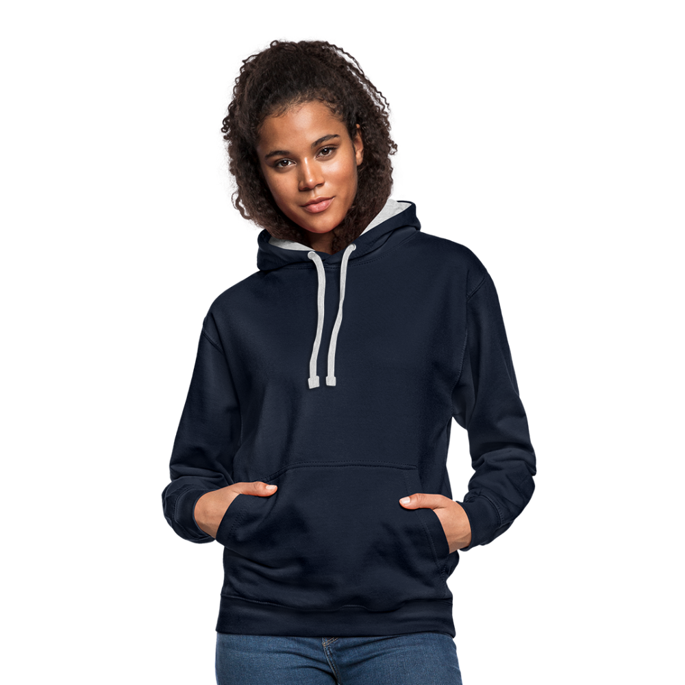 Kontrast-Hoodie Rote Fäden farbig - Navy/Grau meliert