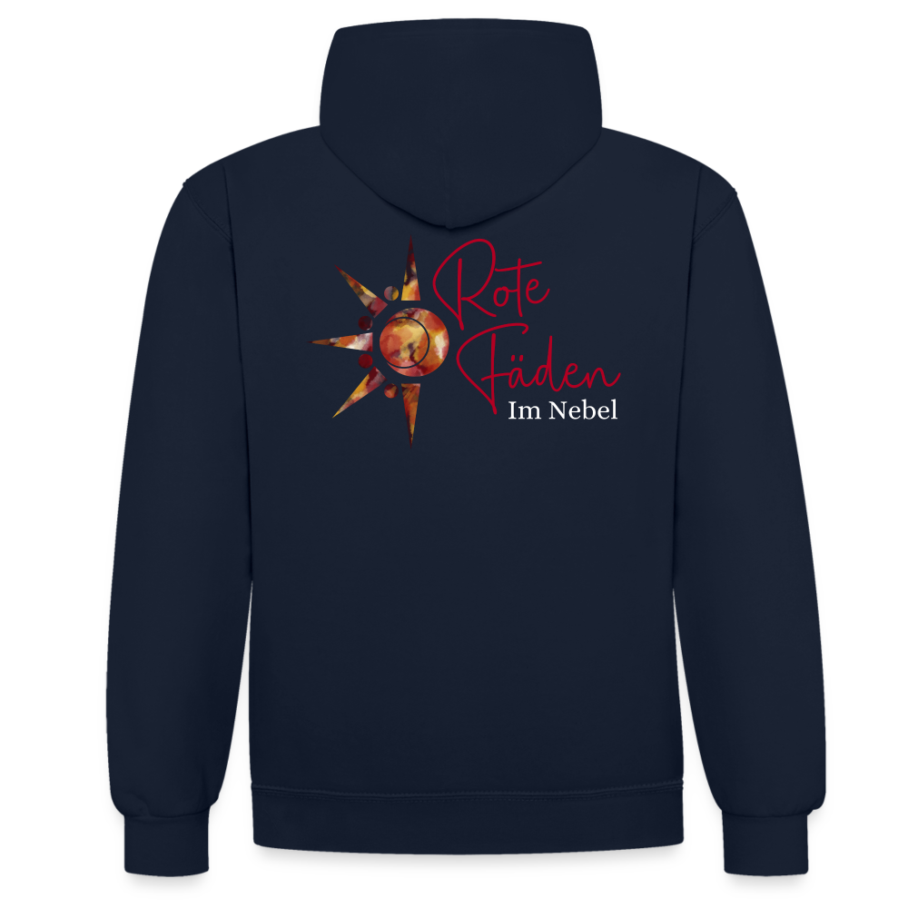 Kontrast-Hoodie Rote Fäden farbig - Navy/Grau meliert