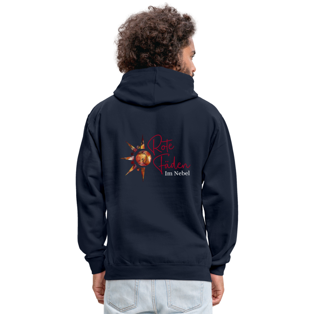 Kontrast-Hoodie Rote Fäden farbig - Navy/Grau meliert