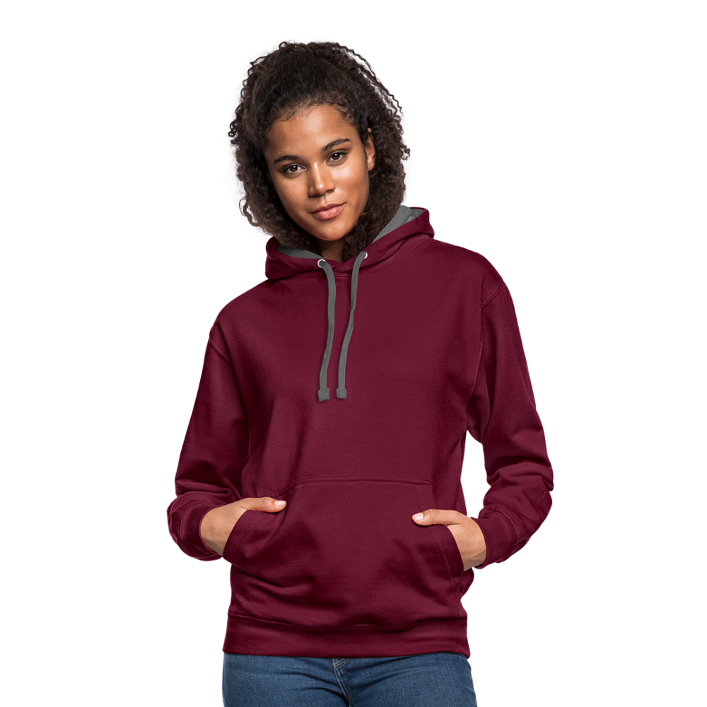 Kontrast-Hoodie Rote Fäden farbig - Weinrot/Anthrazit