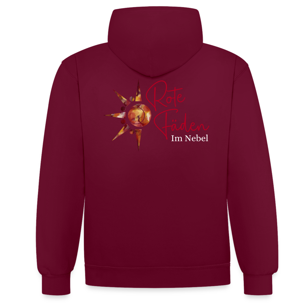 Kontrast-Hoodie Rote Fäden farbig - Weinrot/Anthrazit