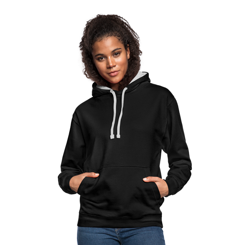 Kontrast-Hoodie Rote Fäden farbig - Schwarz/Grau meliert