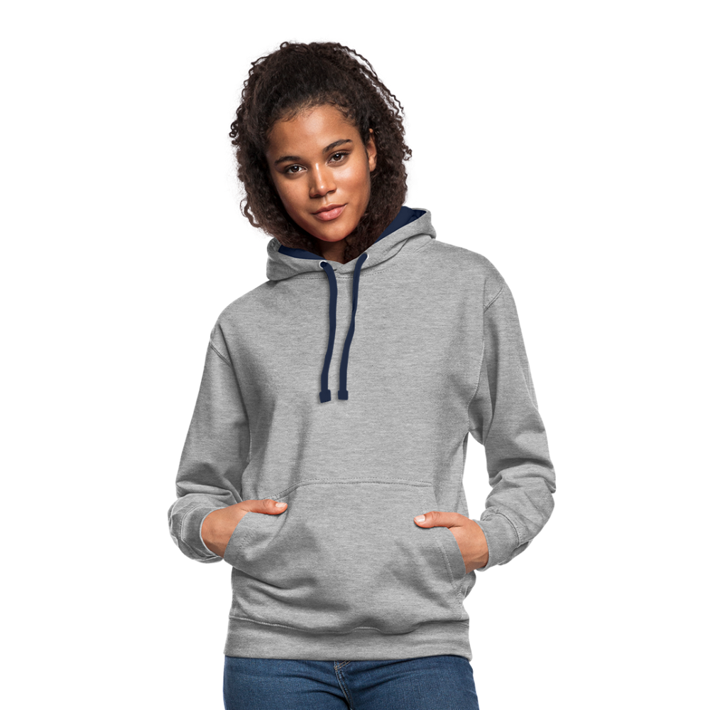 Kontrast-Hoodie Rote Fäden farbig - Grau meliert/Navy
