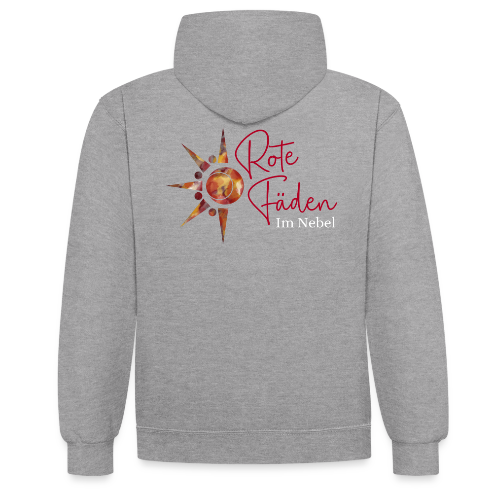 Kontrast-Hoodie Rote Fäden farbig - Grau meliert/Navy