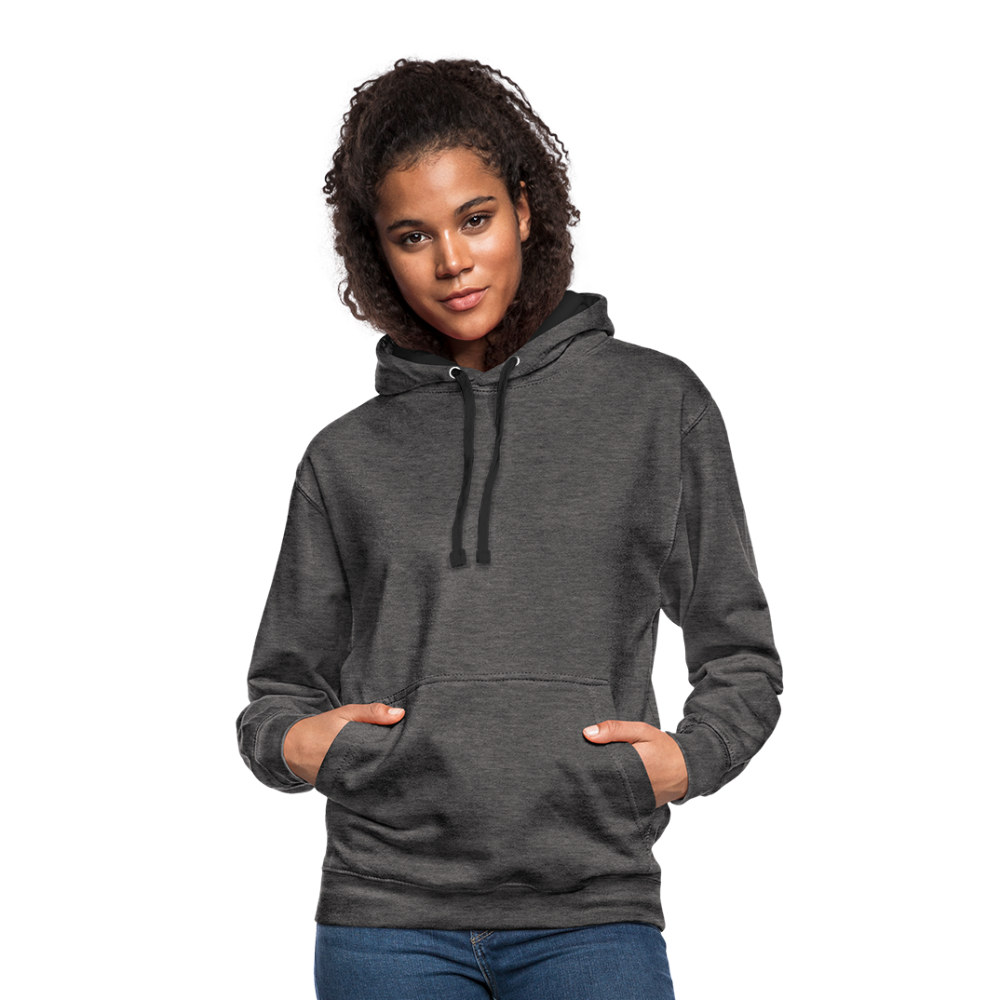 Kontrast-Hoodie Rote Fäden farbig - Anthrazit/Schwarz
