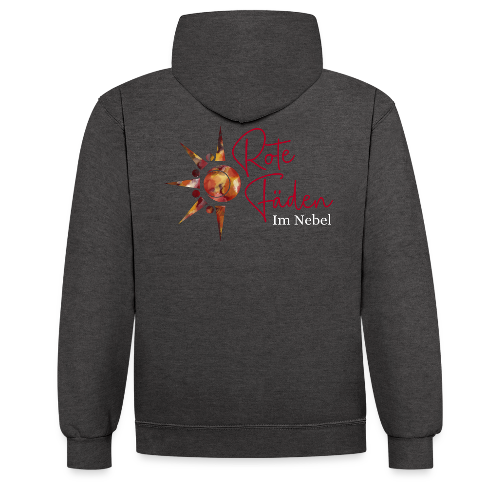 Kontrast-Hoodie Rote Fäden farbig - Anthrazit/Schwarz