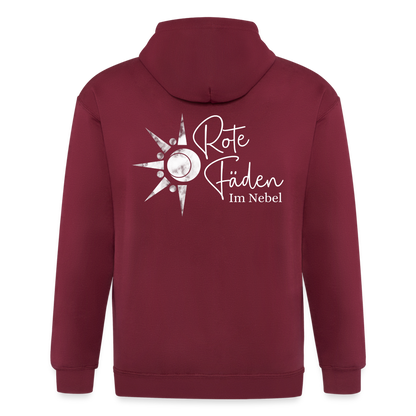 Männer Heavyweight Kapuzenjacke Rote Fäden weiß - Maroon