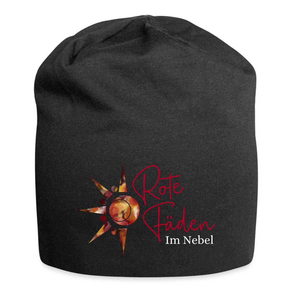 Jersey-Beanie Rote Fäden farbig - Schwarz
