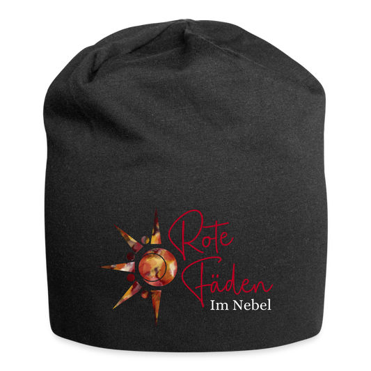 Jersey-Beanie Rote Fäden farbig - Schwarz